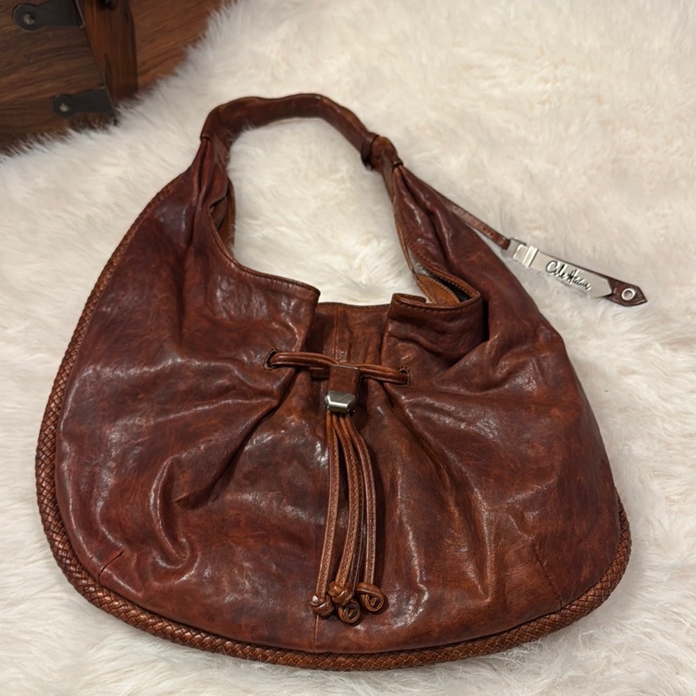 Cole Haan Brown Leather Hobo Bag with Tassel pre-owned.